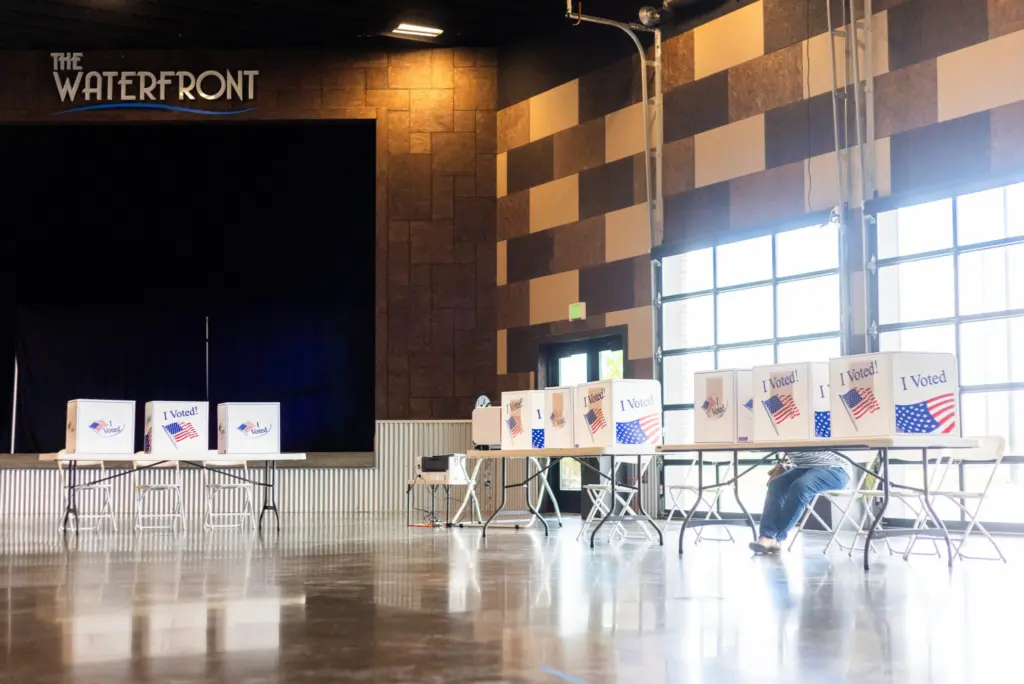 Bonneville County residents take part in the voting process during the May 21, 2024, primary election at The Waterfront Event Center in Idaho Falls. (Pat Sutphin for the Idaho Capital Sun)