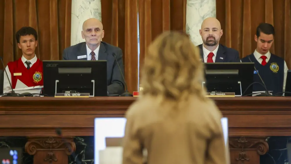 Joint Finance-Appropriations Committee co-chairmen Scott Grow, R-Eagle, and Josh Tanner, R-Eagle, preside over the committee’s first meeting of the legislative session on Jan. 13, 2026, at the State Capitol Building in Boise. (Photo by Pat Sutphin for the Idaho Capital Sun)