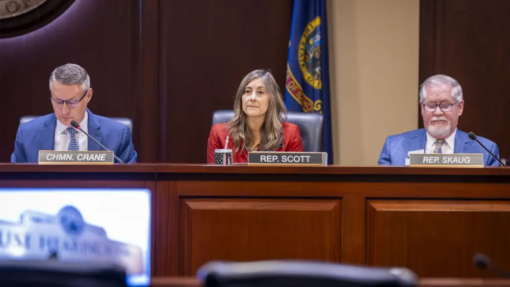 Idaho state Rep. Heather Scott, R-Blanchard, listens to a presentation during the House State Affairs Committee on Jan. 7, 2025, at the State Capitol Building in Boise. (Pat Sutphin for the Idaho Capital Sun)