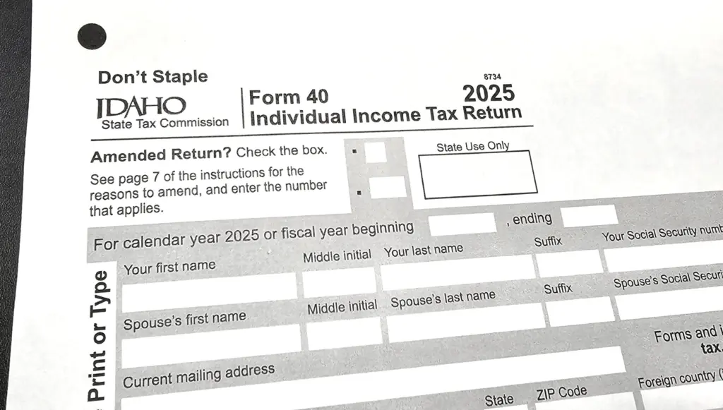 Idaho 2025 Tax Return