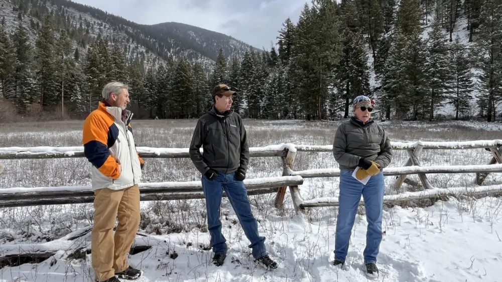 Former U.S. Forest Service workers Brian Riggers, Shane Hendrickson, and Julie Shea speak to the values represented in the “roadless rule” in February 2026 up Rock Creek in the Lolo National Forest. (Keila Szpaller/The Daily Montanan) Former U.S. Forest Service workers Brian Riggers, Shane Hendrickson, and Julie Shea speak to the values represented in the “roadless rule” in February 2026 up Rock Creek in the Lolo National Forest. (Keila Szpaller/The Daily Montanan)
