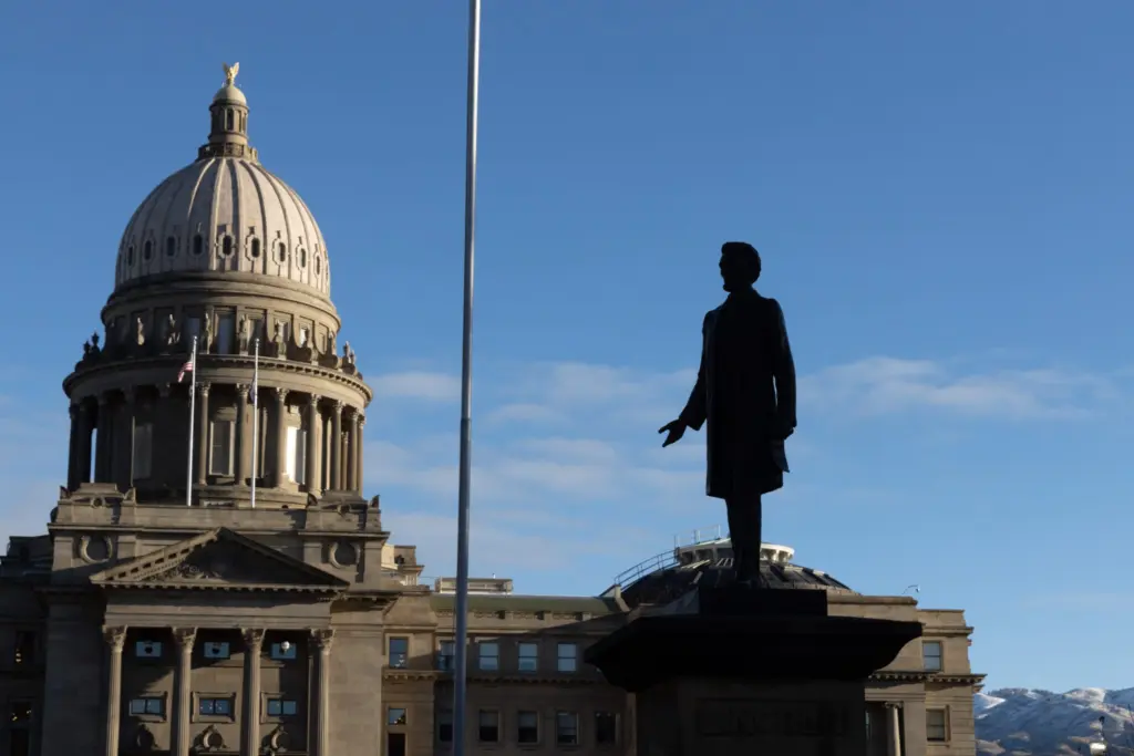 The Idaho State Capitol building in Boise as seen on Jan. 11, 2023. (Otto Kitsinger for Idaho Capital Sun)