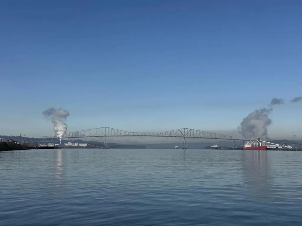 The Lewis and Clark Bridge on Feb. 12, 2026, from the Oregon side. (Photo by Henry Brannan/The Daily News)