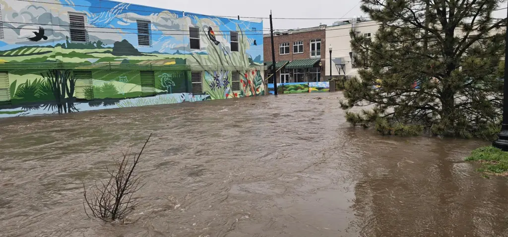 Photo of the flood waters in Pullman, Washington on March 14, 2026