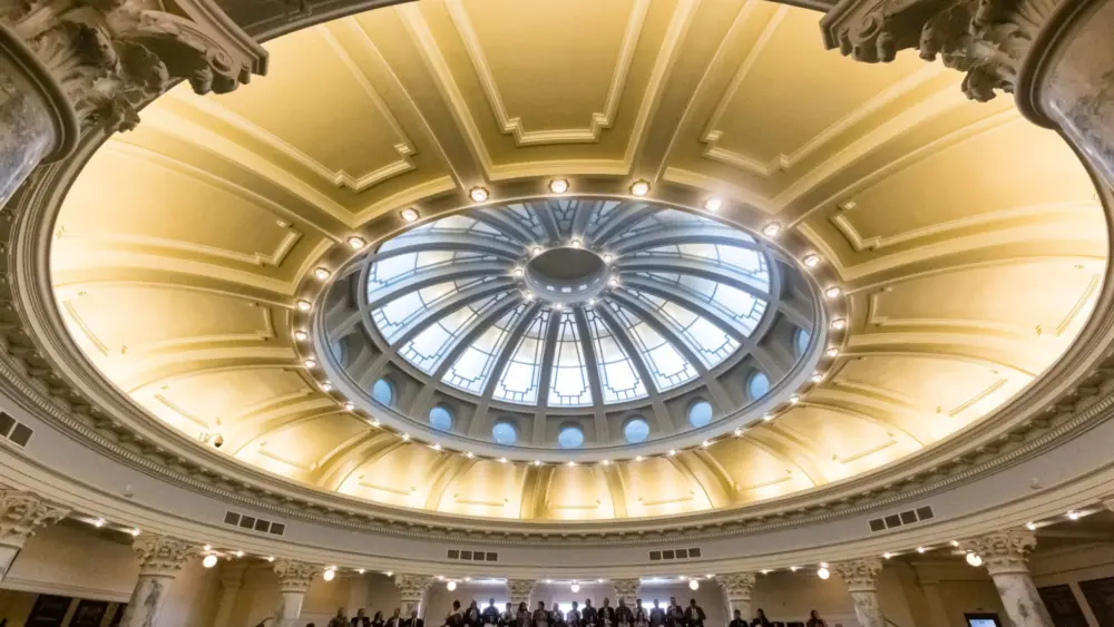 The dome above the Idaho House of Representatives chambers at the State Capitol building on Jan. 8, 2024. (Photo by Otto Kitsinger for Idaho Capital Sun)