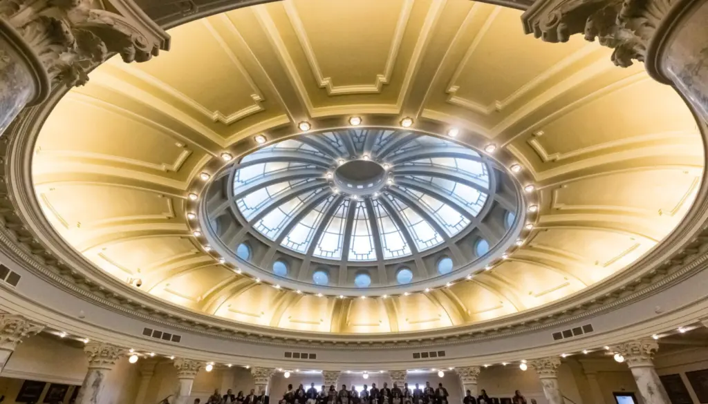 The dome above the Idaho House of Representatives chambers at the State Capitol building on Jan. 8, 2024. (Photo by Otto Kitsinger for Idaho Capital Sun)
