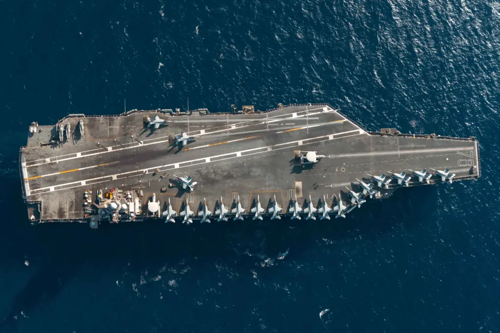 The USS Gerald R. Ford sails in the Ionian Sea on July 29, 2025, during NATO’s Neptune Strike. Photo: Navy Petty Officer 2nd Class Maxwell Orlosky / U.S. Department of Defense / United States Government Work