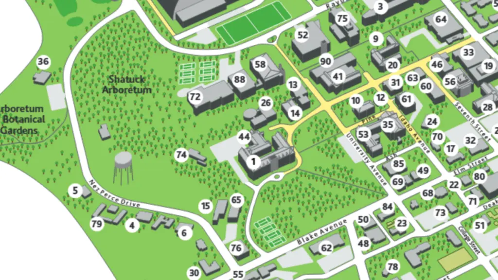 Map of the University of Idaho campus . — University of Idaho