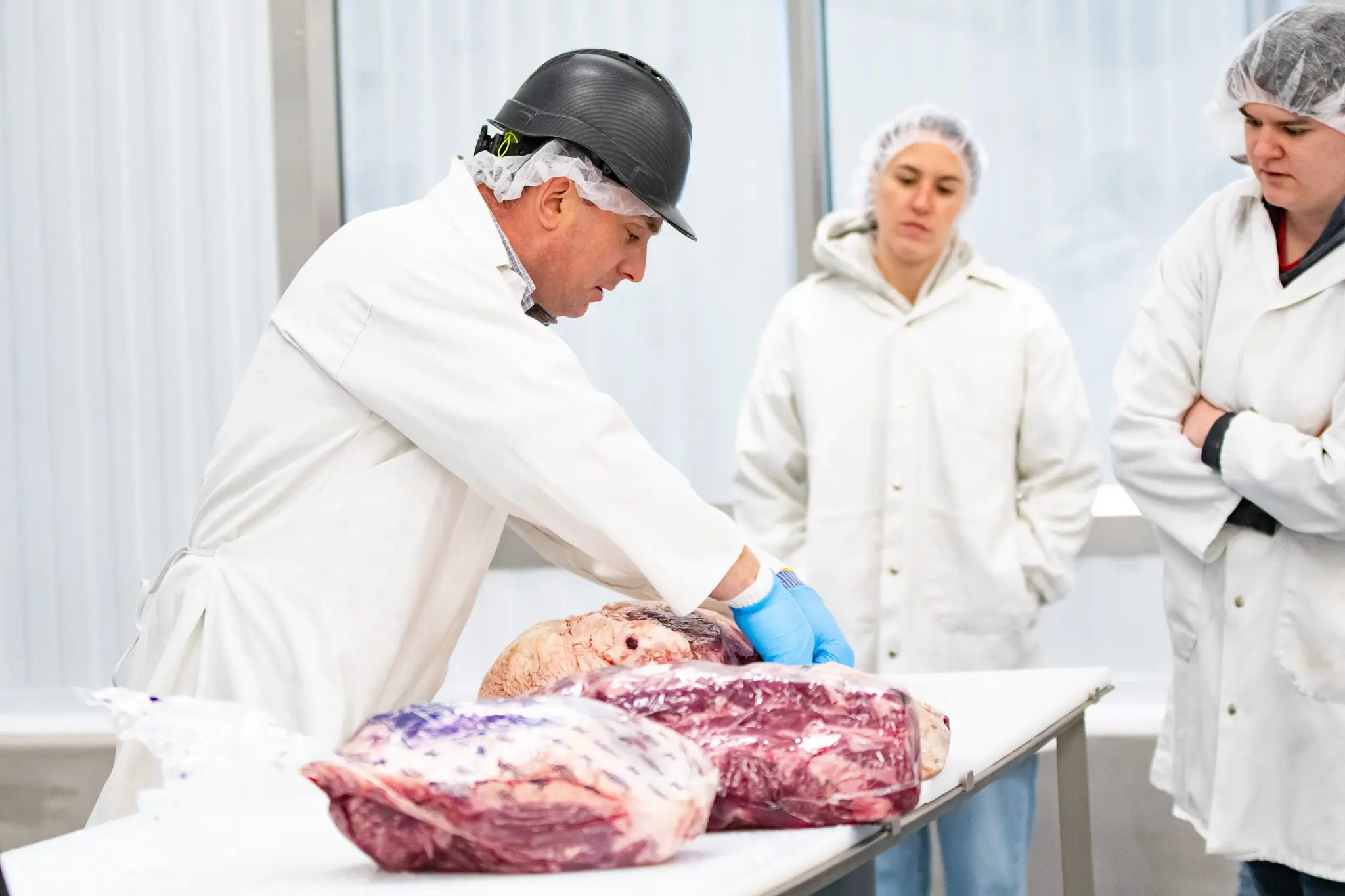 Associate Professor Phil Bass leads the first official class session in the newly built Meat Science and Innovation Center Honoring Ron Richard. - University of Idaho