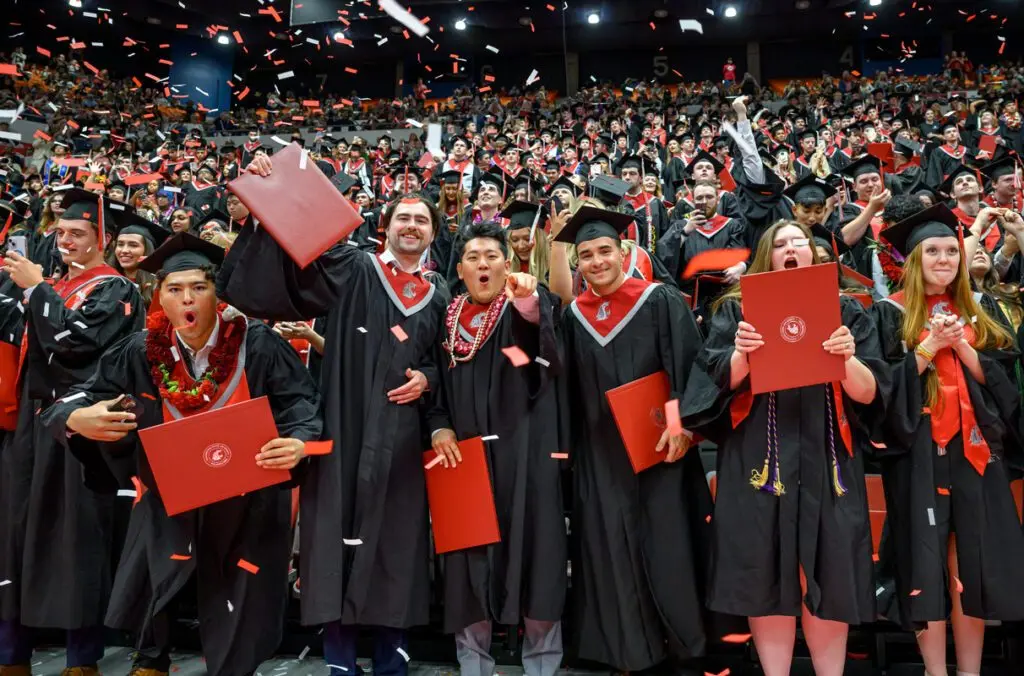 WSU graduates celebrate at the conclusion of Spring Commencement on the Pullman campus, Saturday, May 3, 2025 (photo by Shelly Hanks, WSU Photo Services).