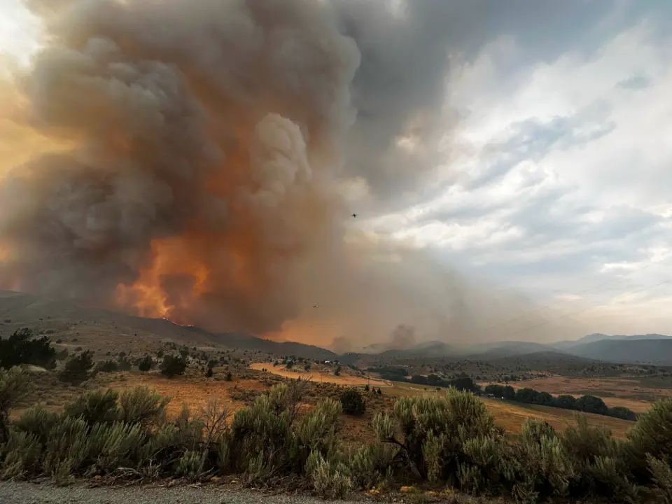 Crews attack the Durkee Fire in eastern Oregon in 2024 from the air and ground. The response required firefighters from different departments and districts that get help from the Northwest Interagency Coordination Center. (Photo courtesy of the Northwest Interagency Coordination Center)