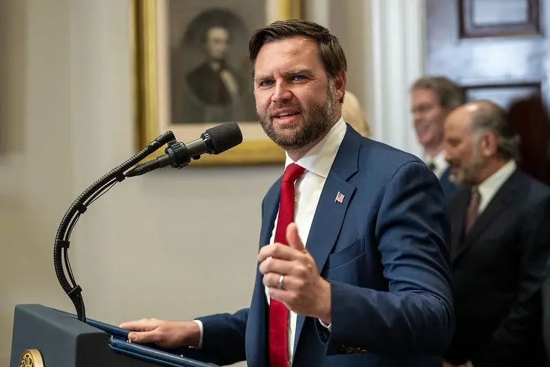 Vice President JD Vance delivers remarks at a Sports Council announcement in the Roosevelt Room of the White House, July 31, 2025. Photo: Julian Casciano / Official White House Photo via Flickr / United States Government Work