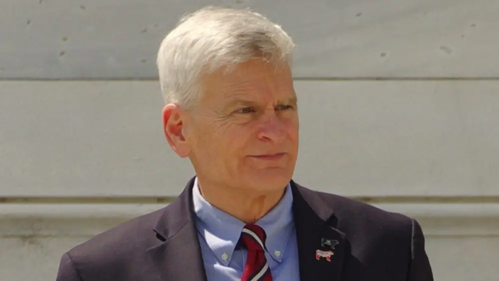 U.S. Sen. Bill Cassidy (R-La.) walks out of the U.S. Capitol. WASHINGTON^ DC - April 18^ 2024
