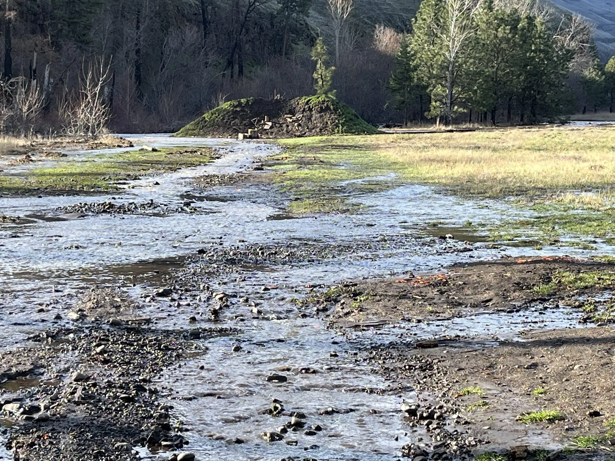 The field at the Asotin Creek shooting range filled with water.