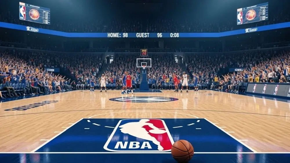 (AI-generated image) NBA BASKETBALL COURT WITH BALL This content was generated by an Artificial Intelligence (AI) system.