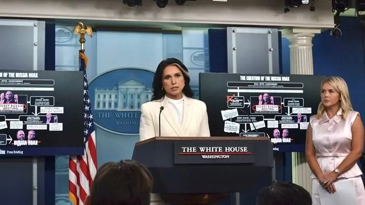 Director of National Intelligence Tulsi Gabbard addresses reporters during a press conference at the White House. Photo: Caroline Boda / The Center Square