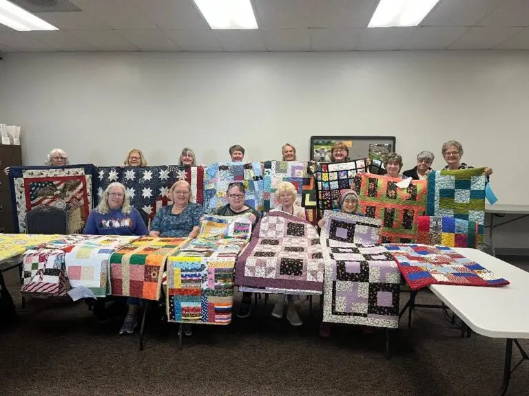 In North Idaho’s Bonners Ferry, a group of quilters came together to donate blankets for those in need as a part of the statewide service challenge to celebrate America250. “We are a non-profit organization making humanitarian quilts for local organizations (for veterans and hospice) and also Quilts Beyond Borders,” the group wrote. (Photo courtesy of the Idaho State Treasurer’s Office)