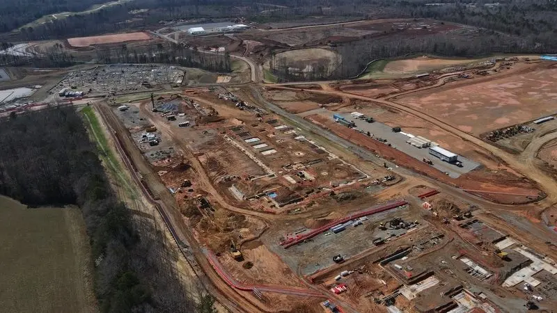 QTS, a company with more than 90 data centers across the country, is constructing a $1 billion center off Hands Mill Highway in unincorporated York County near Lake Wylie, South Carolina, as seen on Sunday, March 1, 2026. (Photo courtesy of Terry Roueche/South Carolina Daily Gazette)