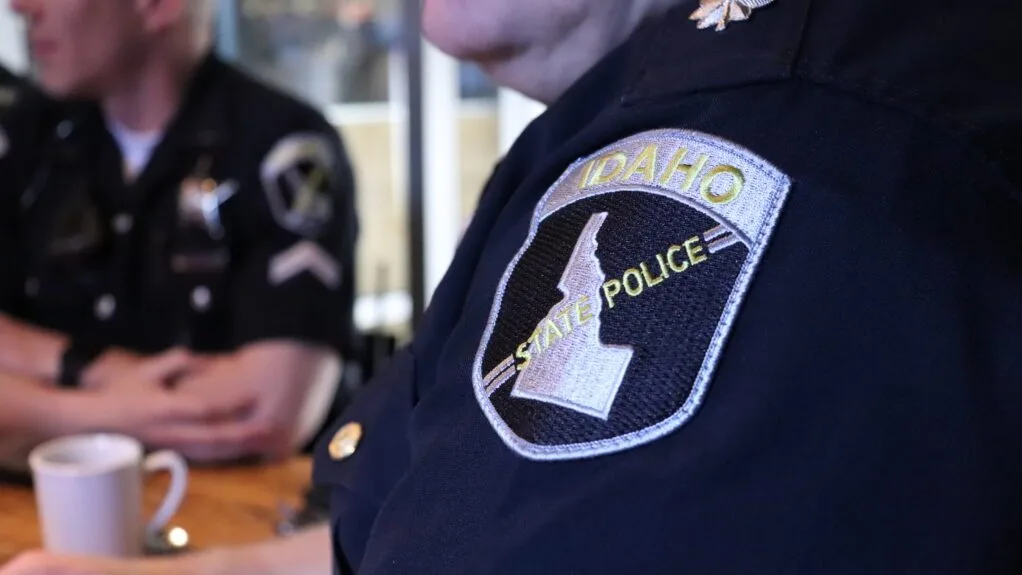 A close up of an Idaho State Police trooper’s uniform patch. (File photo courtesy of the Idaho Governor’s Office)