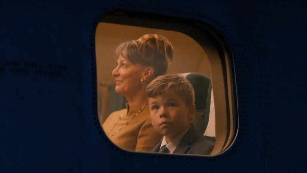 Kelly Eviston-Quinnett and Clark Shotwell are pictured in “Propeller One-Way Night Coach,” which premiered at the Cannes Film Festival earlier this month. Photo credit: Apple TV.