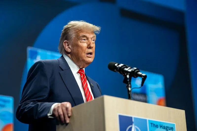 President Donald Trump holds a press conference during the NATO Summit at the World Forum in The Hague, Netherlands, June 25, 2025. Photo: Daniel Torok / Official White House Photo via Flickr / United States Government Work