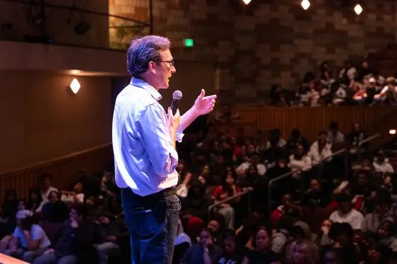 Gov. Bob Ferguson speaks at Renton High School on Friday, Sept. 19, 2025, ahead of signing an executive order launching the Washington Completes FAFSA Campaign. (Photo courtesy of governor’s office)
