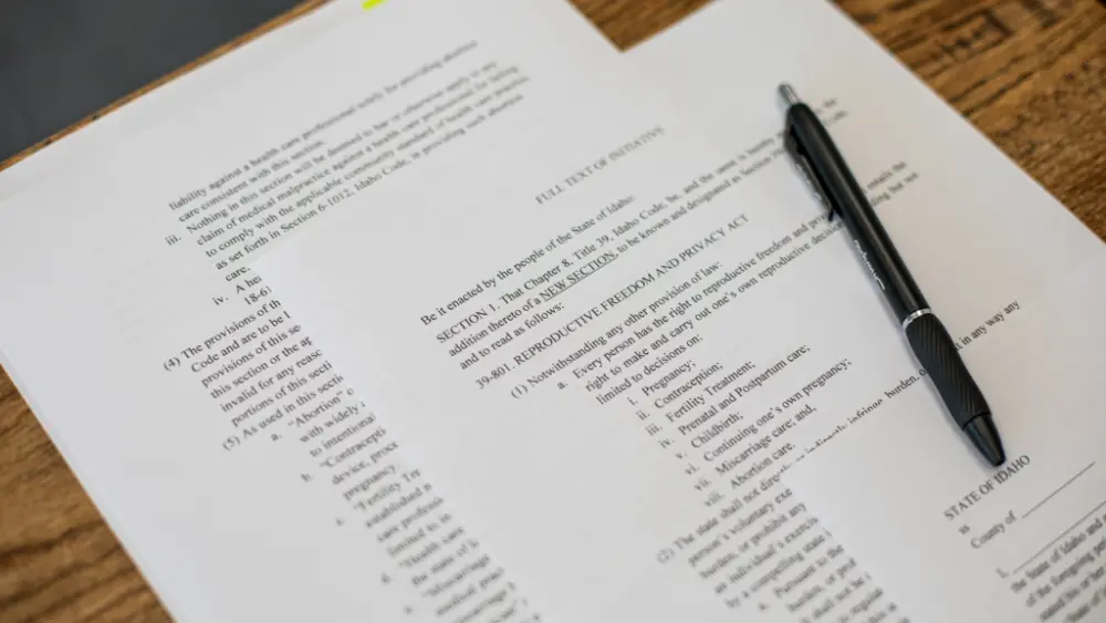 Photos of the official petition for a ballot initiative to restore abortion access in Idaho, which were submitted to Attorney General Raúl Labrador’s office. (Photo courtesy of Melanie Folwell)