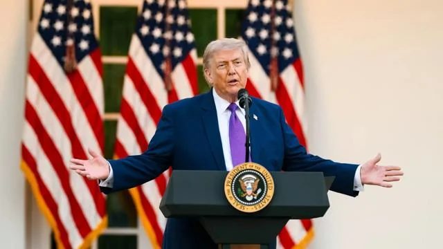 President Donald Trump speaks during a Police Week dinner in the White House Rose Garden, May 11, 2026. Credit: Photo: Molly Riley / Official White House Photo via Flickr / United States Government Work