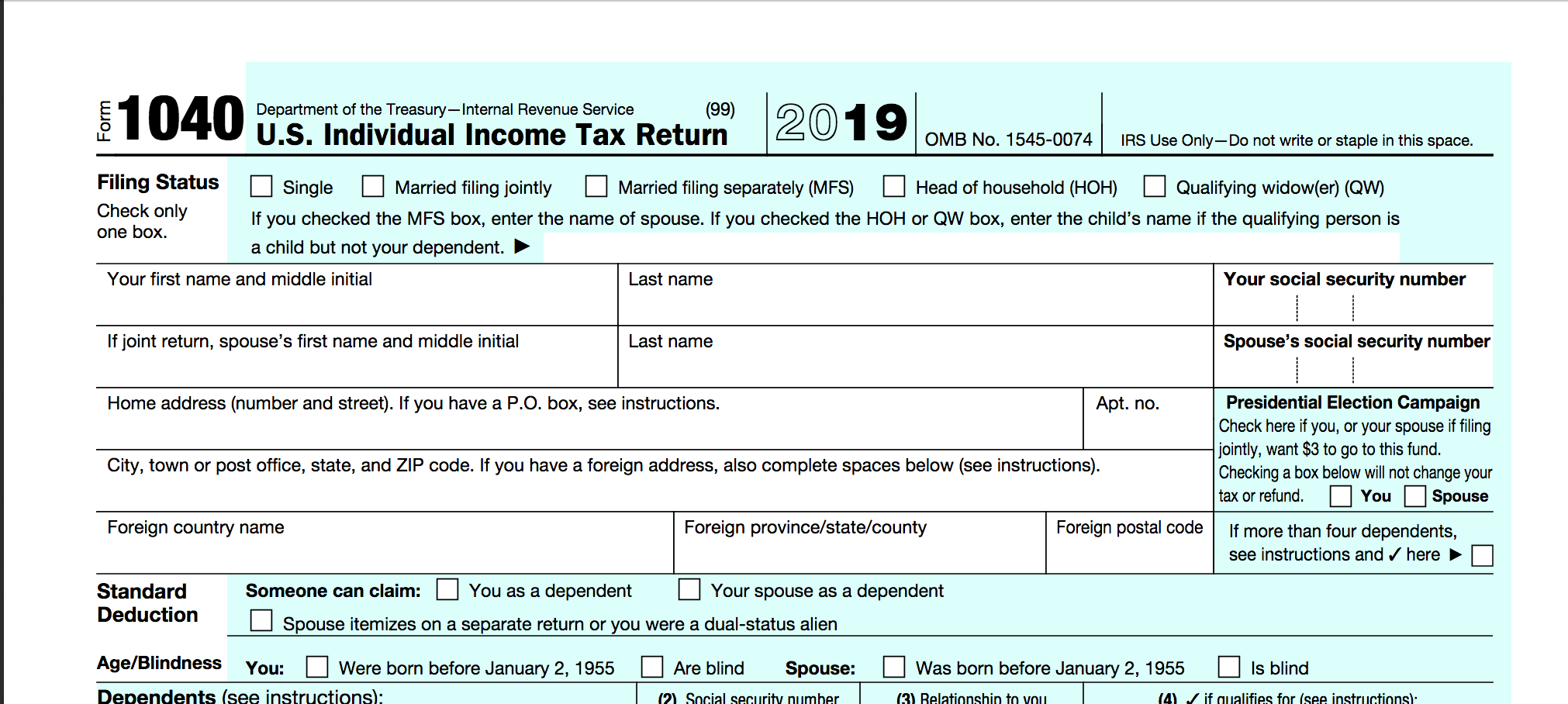 F1040 Pdf Fillable Form - Printable Forms Free Online