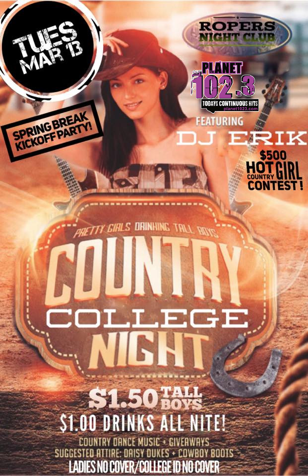 Ropers Tuesday Night Spring Break Party