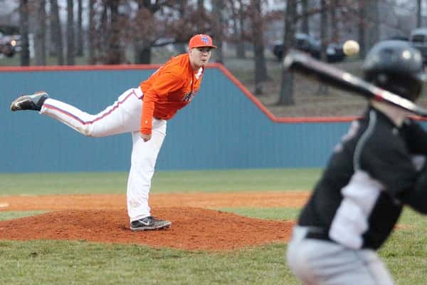 Cody Clark was on the mound for the Marshals in the 6th inning in their 7-0 win over Mayfield.