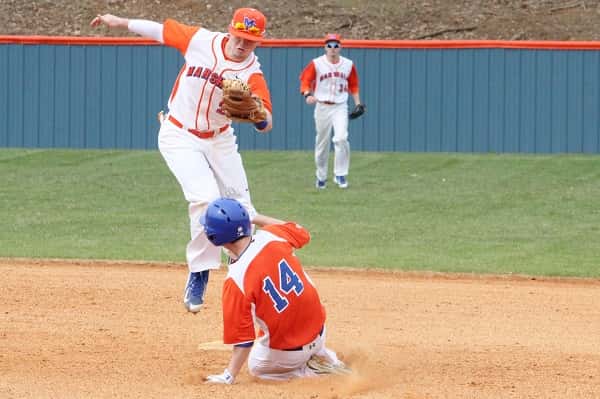 Mason Wooten with the tag in the Marshals Big Orange Classic win over Clayton, Mo.