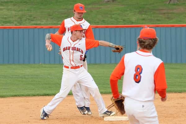 Blake Johnson converts the double play in the first inning against Calloway County.