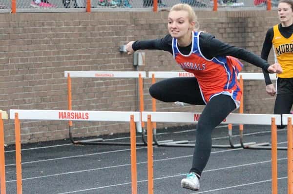 Stephanie Russell took 1st and 2nd Tuesday at Murray in the 300 and 100 meter hurdles.