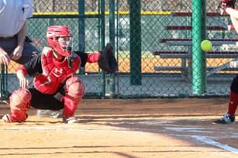 CFS catcher Amber Shelley, pictured here, along with Abigail Cima, earned All-Tournament team honors.
