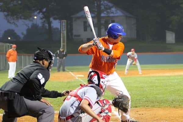 Cody Clark at the plate for the Marshals against Calloway in the 4th District title game.