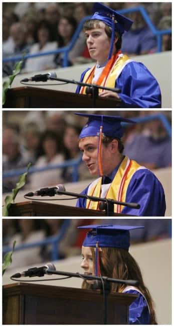 Top to bottom: Valedictorian Robert Blankenship, Valedictorian Paul Hudson and Salutatorian Cassidy Adair.