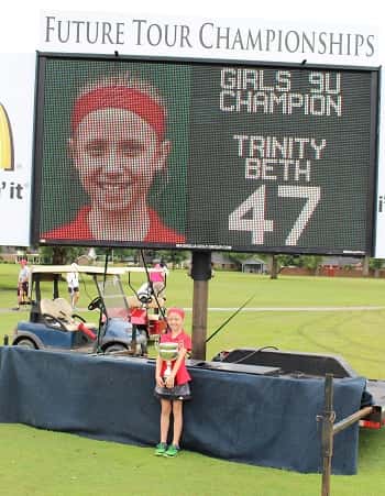 Trinity Beth won the 9 and under girls championship in the Future Tour Champions Golf Tournament.