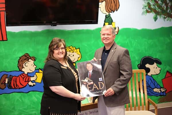 Benton Children's Librarian, Beth Kerrick and attendees of her weekly Mother Goose Program for ages 2-3 year olds