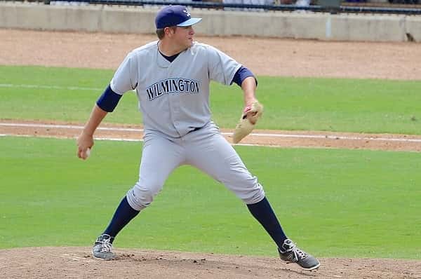 Andrew Edwards on the mound for the Wilmington Blue Rocks minor league team. Photo: Wilmington Blue Rocks