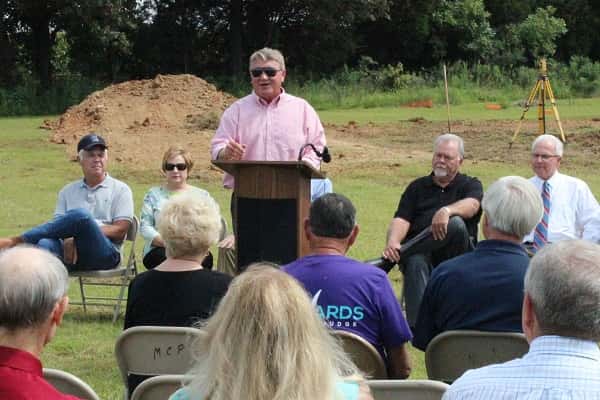 Bobby Gifford speaking at the North Marshall Water District new tank ground-breaking ceremony.
