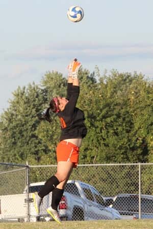 Lady Marshals keeper Allie Fiske with the save against Graves County.
