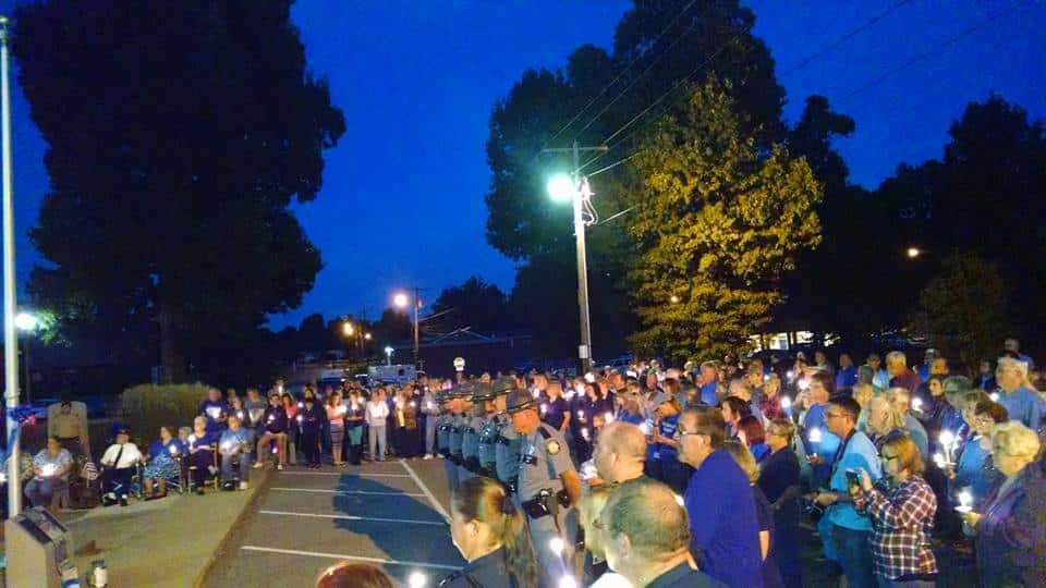 Hundreds gather for Prayer Vigil in Lyon County on Sunday night.  (Photo by: Robin Ward Tabor-Hephner)