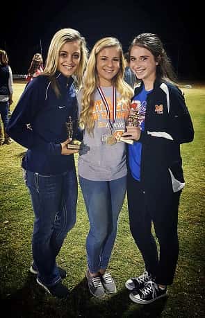 (L-R) Kayla Travis, Brittany Kimbro and Rachel McWilliams following Thursday's All-Region teams announcement.
