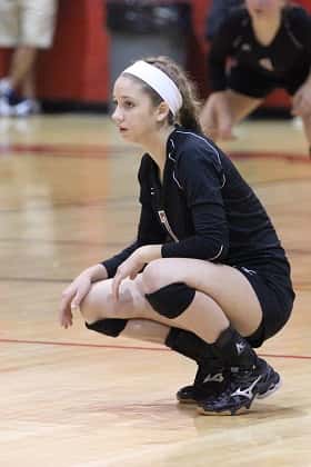 Maggie Wagner awaits a McCracken County serve in Wednesday's semi-final.