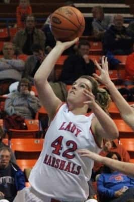 Hannah Langhi had 18 points and 15 rebounds in the Lady Marshals win.