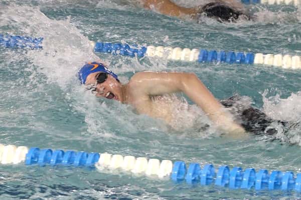 Isaac Bayer posted the Marshals only first place finish in the 50 freestyle.