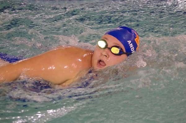 Emelia Andersson swimming the freestyle for the Marshals at the Paducah Tilghman Invitational.
