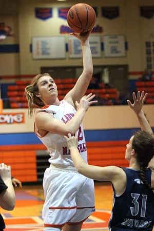 Hannah Langhi led the Lady Marshals in their win over Moore with 18 points.