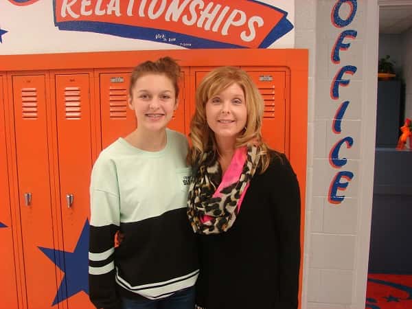 BMS December Academically Above and Beyond student Keagin Brooks and Principal Jill Darnall.